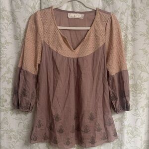 A'Reve Tan and Brown Blouse size M